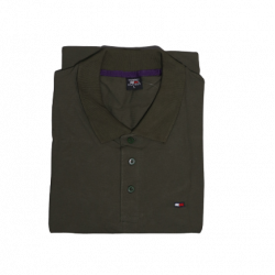 Men Button Polo Shirt - OLIVE